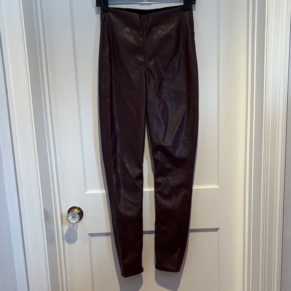 NWT Rag & Bone Nina Faux Leather Pull On Skinny Pants in Burgundy